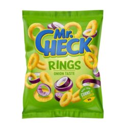MR.CHECK Corn Løk Smak Rings MR.CHECK Corn Løk Smak Rings Chips er sprø og med herlig løk