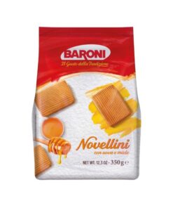 Kongene av frokost, Novellini Baroni er laget med delikat honning og ferske egg, som minner om smaken og aromaen til en tradisjonell italiensk frokost med hver bit. Den praktiske og praktiske 700 g karemballasjen bevarer sin umiskjennelige smak og sprøhet. Novellini-kjeks, frokosttradisjonen.