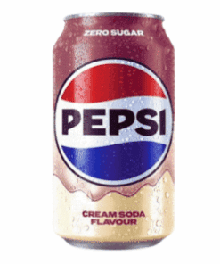 Pepsi Cream Soda kombinerer den klassiske Pepsi-smaken med en fyldig og søt kremet vaniljetone. Pepsi Cream Soda gir et mykere preg enn vanlig cola, og skiller seg ut med sin unike smak. Med Pepsi Cream Soda får du en spennende vri som passer perfekt for deg som liker brus med litt mer karakter.