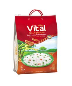 Forvandle risrettene dine med Vital Sella Basmati-ris Laget gjennom en unik prosess med bløtlegging, damping og tørking før maling. Dette resulterer i fastere, mer separate korn som er perfekte for luftige biryani-, zarda- og pulao-retter.