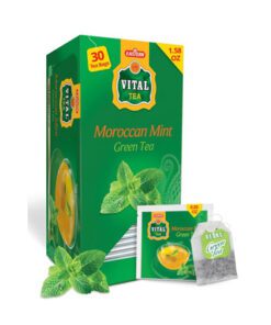 VITAL TEA Grønnte Med Marokkansk mynte Laget av kvalitetsgrønne teblader og naturlige marokkanske mynteblader, gir marokkansk myntegrønn te antioksidanter for helse, hjelper fordøyelsen, frisker opp, forbedrer kognisjonen og holder deg hydrert.